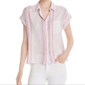 Rails Whitney Camp Sahara stripe linen blend short sleeve shirt size XS